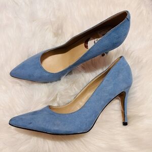 Elegant Blue Suede Women's Heels